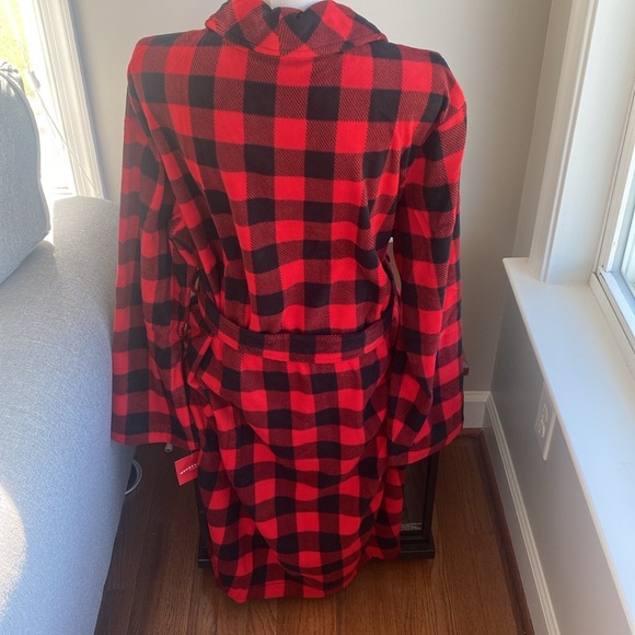 Wondershop Adult  Red/Black Buffalo Check Plaid Fleece Robe small - Picture 4 of 7